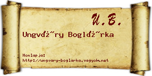 Ungváry Boglárka névjegykártya